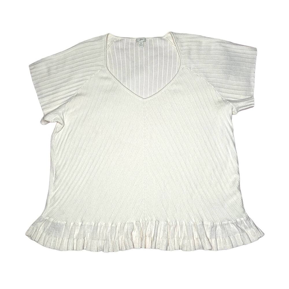 J. Jill Cream V-Neck Short Sleeve Sweater size 4X